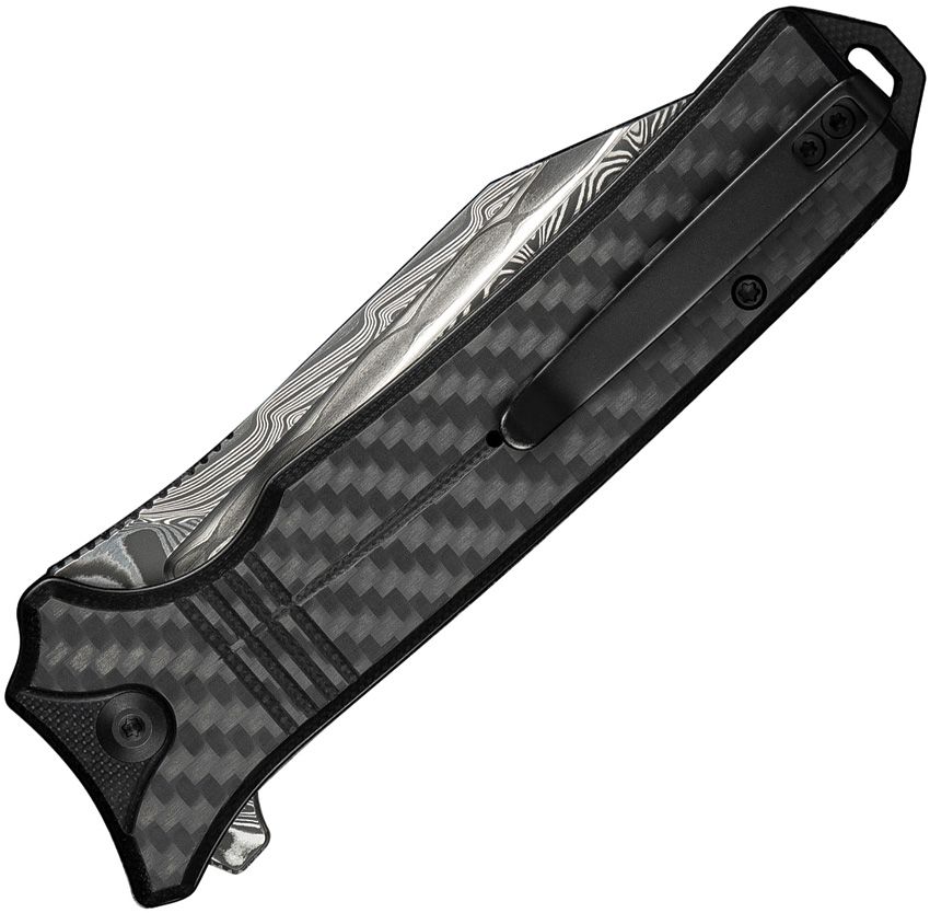 CIVIVI CIVC23080DS1 NEUROHAPTIC – DAMASCUS CLIP POINT BLADE – BLACK G10 & CARBON FIBER HANDLE – BUTTON LOCK – MADE IN CHINA