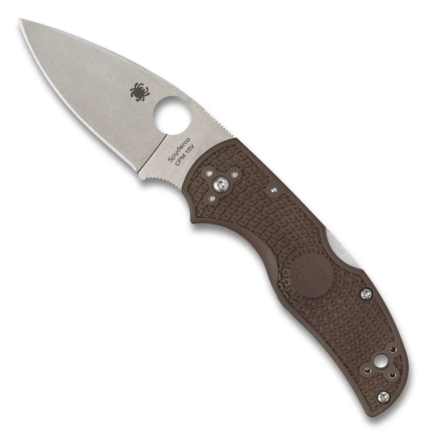 SPYDERCO C41PBN15V5 NATIVE 5 LIGHTWEIGHT – CPM® 15V STONEWASH BLADE – BROWN FRN HANDLE – LOCKBACK – MADE IN USA