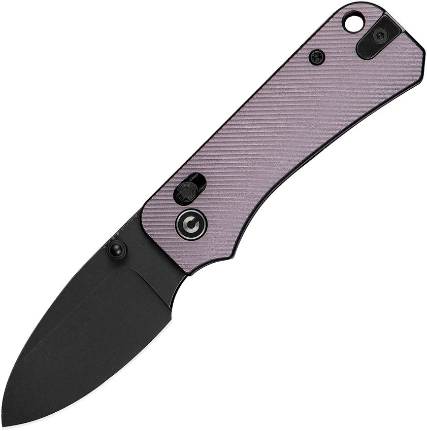 WE KNIFE BABY BANTER 2 C23074-2 – NITRO-V BLACK STONEWASH BLADE – PURPLE MACHINED ALUMINUM HANDLE – CROSSBAR LOCK – MADE IN CHINA