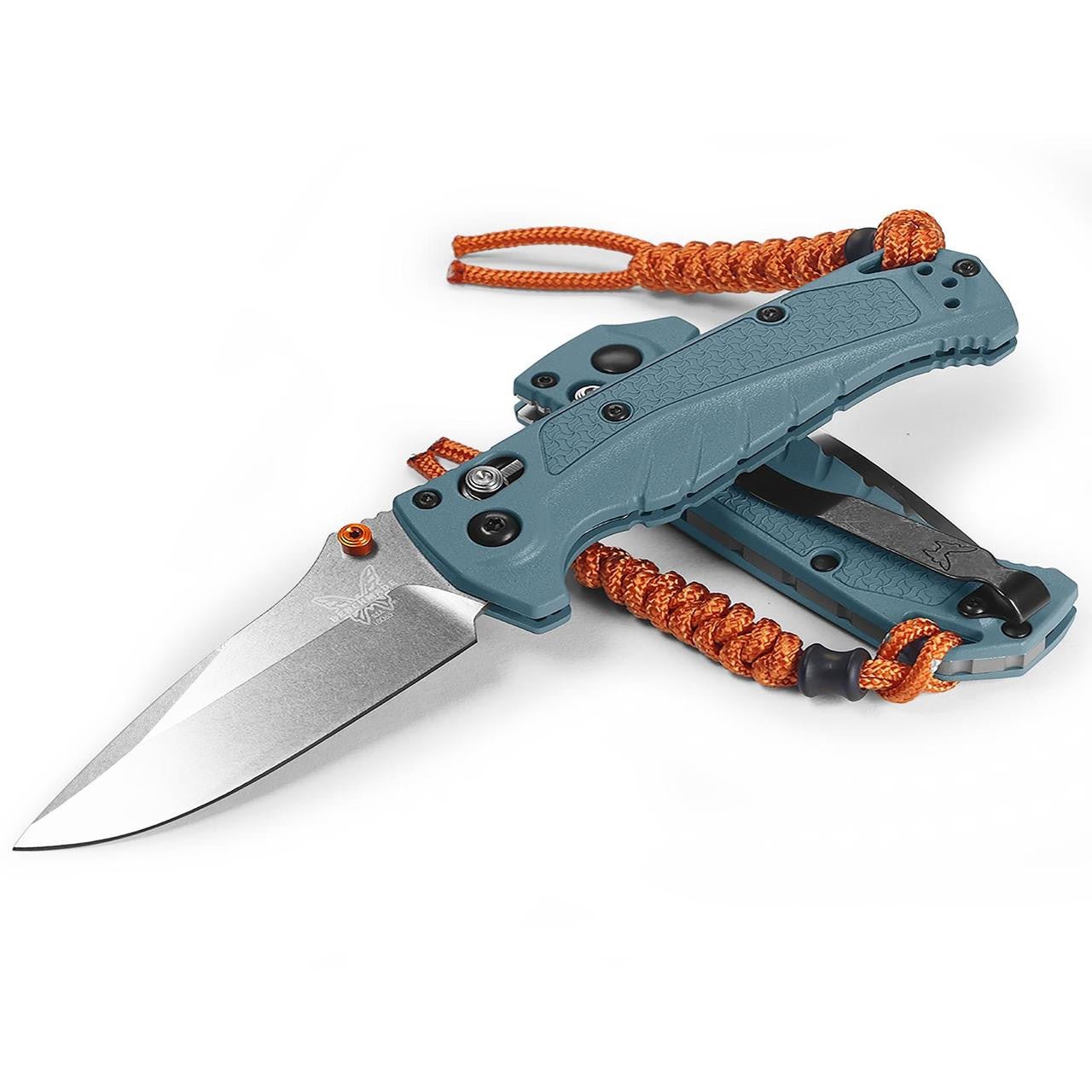 BENCHMADE 18065 WATER ADIRA MINI CPM - MAGNACUT BLUE GRIVORY HANDLE FOLDING KNIFE. - S&R KNIVES INC