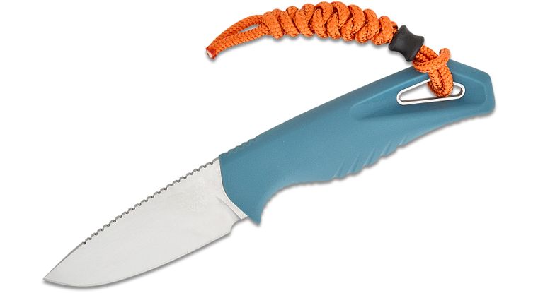 BENCHMADE INTERSECT 18050 – CPM - MAGNACUT STONEWASHED DROP POINT BLADE, DEPTH BLUE SANTOPRENE HANDLE, INJECTION MOLDED SHEATH, MADE IN USA - S&R KNIVES INC
