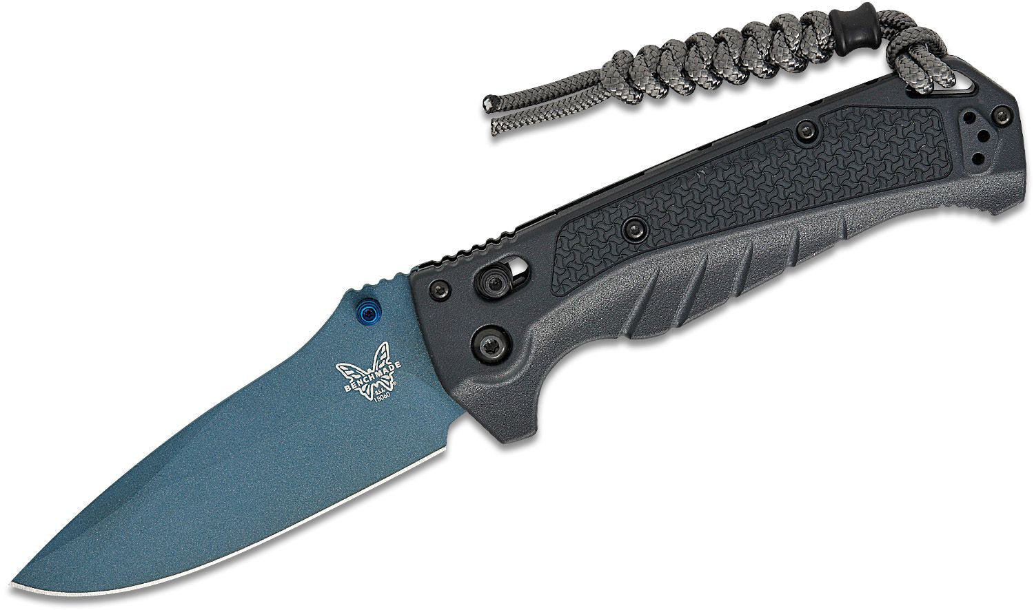 Benchmade Water Adira AXIS Folding Knife 3.88" CPM - MagnaCut Blue Cerakote Drop Point Blade, Tempest Gray Grivory Handles - 18060BT - 01 - SRK KNIVES AND SPORTS INC