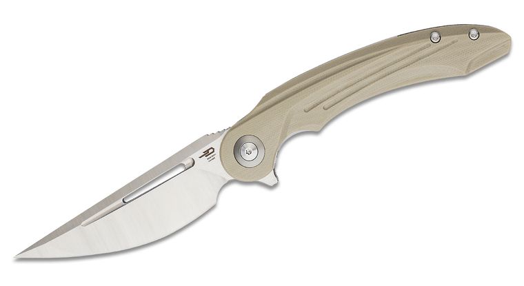 BESTECH BTKG25B KG25B IRIDA LINERLOCK MILLED BEIGE G10 14C28N STEEL FOLDING KNIFE. - SRK KNIVES AND SPORTS INC