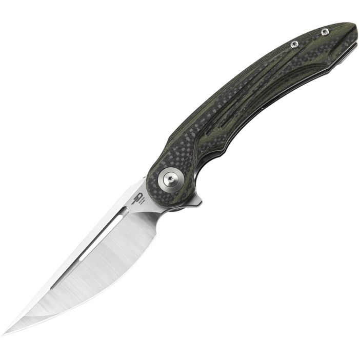 BESTECH BTKG25F KG25F IRIDA CF/GREEN G10 HANDLE 154CM STEEL LINELOCK FOLDING KNIFE. - SRK KNIVES AND SPORTS INC
