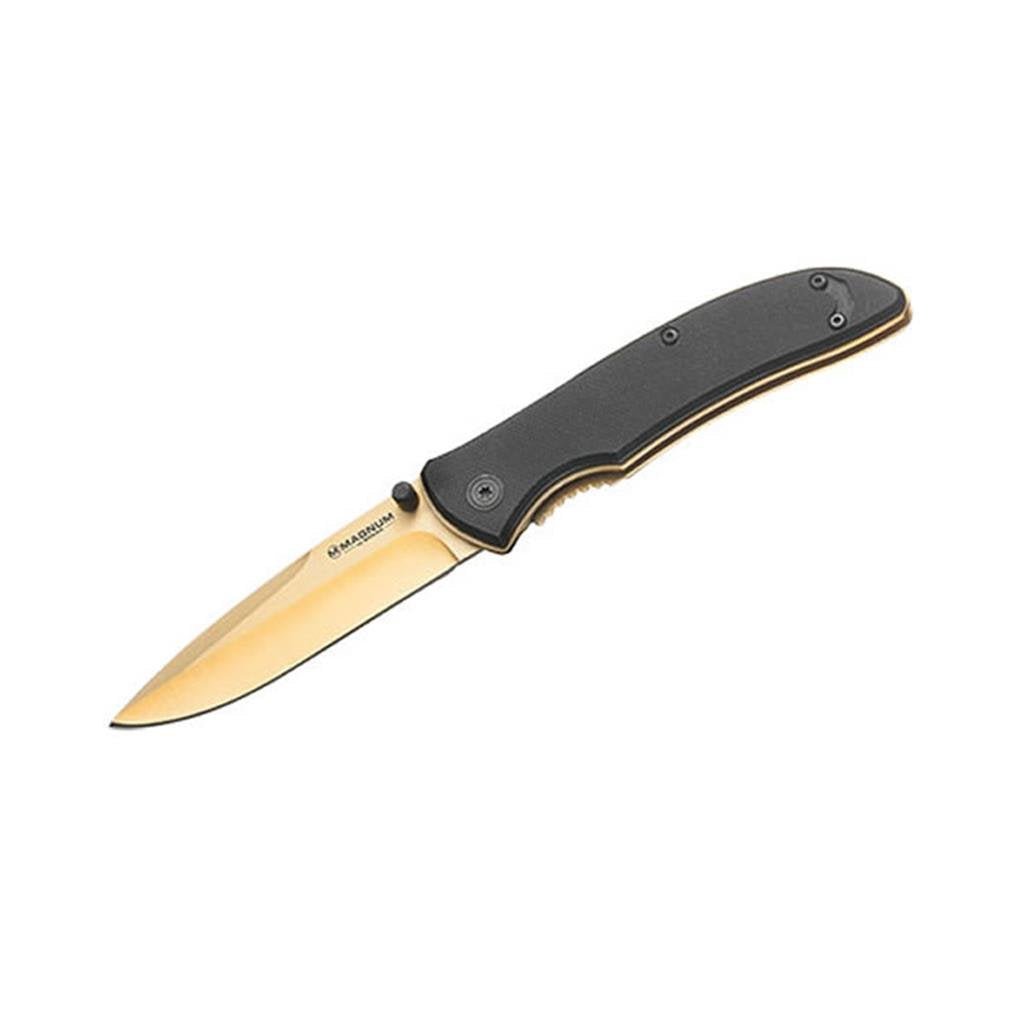 BOKER MAGNUM 01RY111 BLACK GOLD 440A STEEL ASSISTED FOLDING KNIFE. - SRK KNIVES AND SPORTS INC