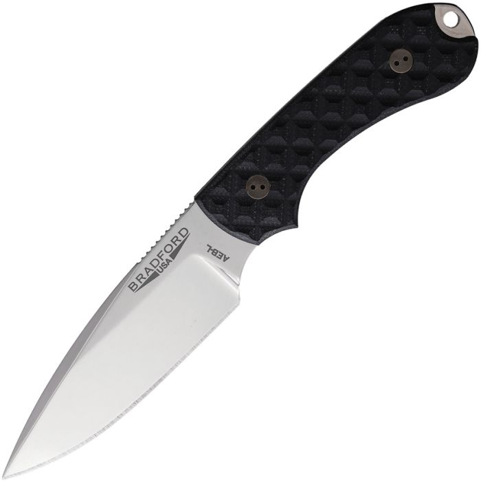 BRADFORD BRAD01 BRAD3FE001HP GUARDIAN 3 HP AEB - L STEEL BLACK SCULPTED G10 HANDLE FIXED BLADE KNIFE W/SHEATH. - S&R KNIVES INC