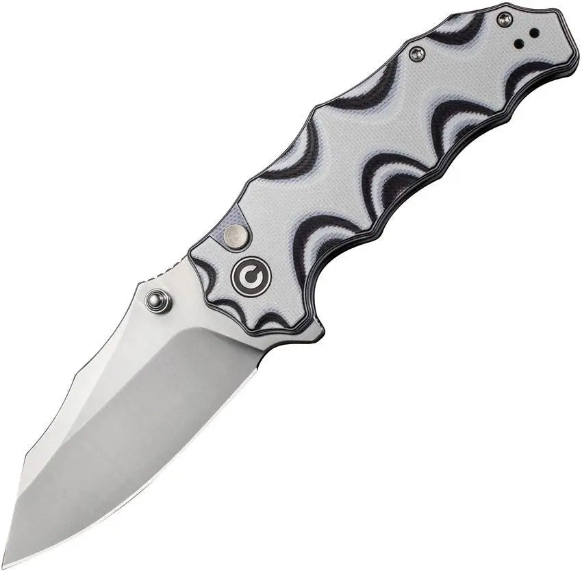 CIVIVI C24028 - 3 NATTERJACK PUSH LOCK BLACK/WHITE G10 HANDLE 14C28N STEEL FOLDING KNIFE. - SRK KNIVES AND SPORTS INC
