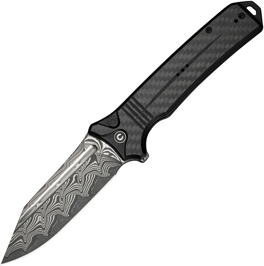 CIVIVI CIVC23080DS1 C23080 - DS1 NEUROHAPTIC PUSH LOCK DAMASCUS STEEL BLACK G10 HANDLE FOLDING KNIFE - SRK KNIVES AND SPORTS INC