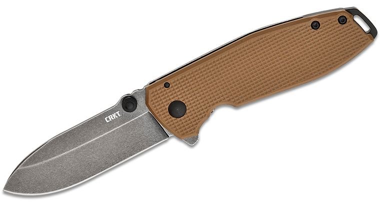 CRKT 2495B SQUID XM BROWN D2 STEEL BROWN G10 HANDLE LUCAS BURNLEY FOLDING KNIFE. - S&R KNIVES INC