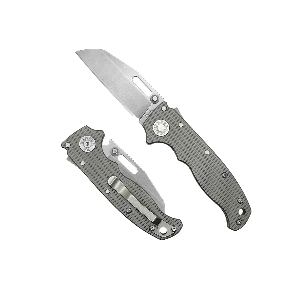 DEMKO AD20.5 DEM09681 CPM - 20CV MILLED TI HANDLE SHARK FOOT BLADE FOLDING KNIFE. - SRK KNIVES AND SPORTS INC