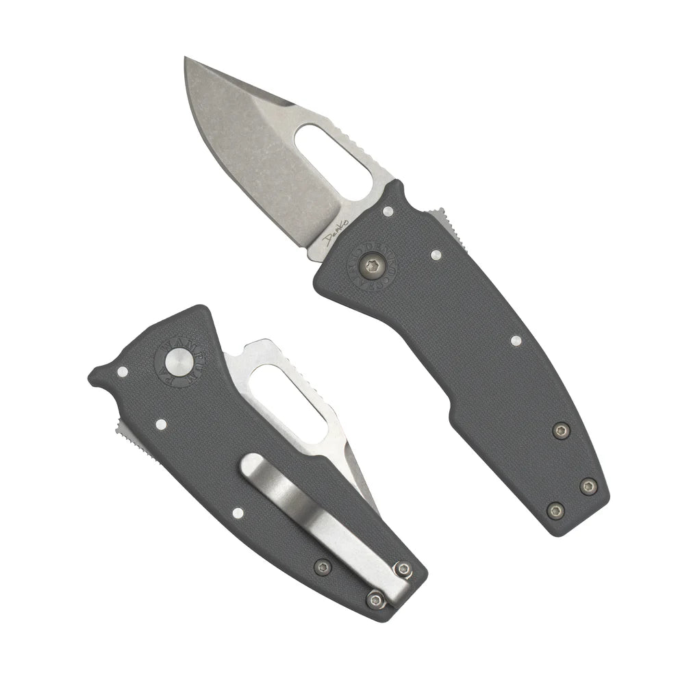 DEMKO NANO SHARK AUS10A STEEL GRN HANDLE GREY CLIP POINT FOLDING KNIFE. - SRK KNIVES AND SPORTS INC