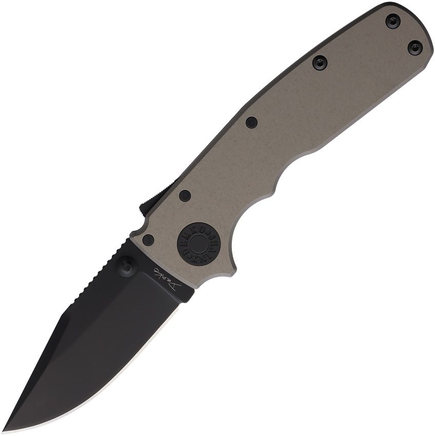DEMKO SHARK CUB DEM19230 SHARK - LOCK – STEALTH ALUMINUM BLACK DLC CPM - 20CV BLADE, SLICER PROFILE - MADE IN TAIWAN - SRK KNIVES AND SPORTS INC