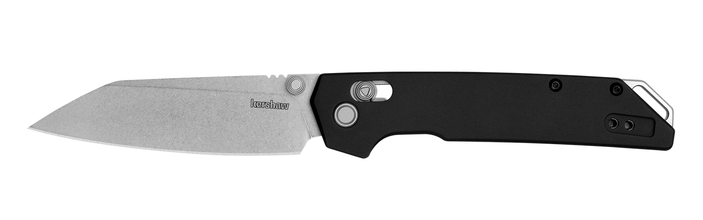 KERSHAW IRIDIUM 2038R — D2 STONEWASH BLADE, BLACK PVD - COATED ALUMINUM HANDLE, DURALOCK, MADE IN CHINA - SRK KNIVES AND SPORTS INC