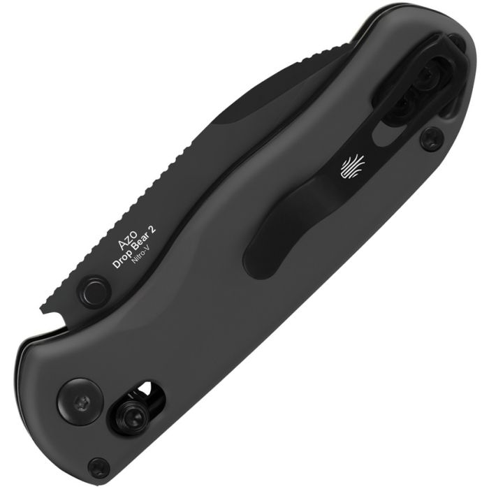 KIZER KIV36192KD2 V36192KD2 DROP BEAR 2 PUSH LOCK NITRO V STEEL BLACK ALUMINIUM HANDLE FOLDING KNIFE. - SRK KNIVES AND SPORTS INC