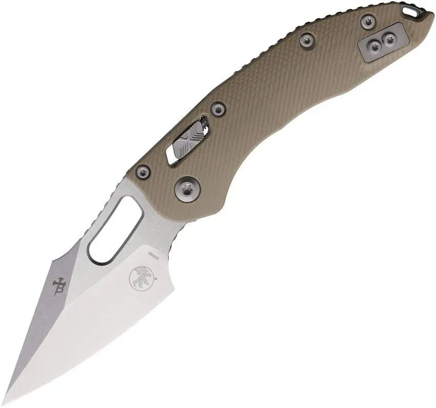 MICROTECH MCT16020 STITCH RAM LOCK BROWN G10 HANDLE M390MK STEEL STONEWASH FOLDING KNIFE. - SRK KNIVES AND SPORTS INC