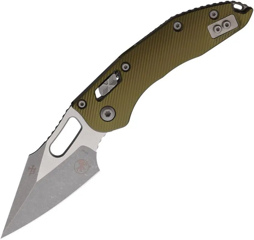 MICROTECH MCT16666 STITCH RAM LOCK OD GREEN M390MK STEEL FLUTED ALUMINIUM HANDLE FOLDING KNIFE. - SRK KNIVES AND SPORTS INC