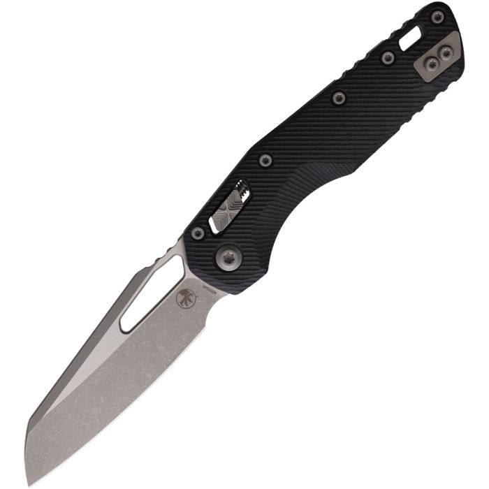MICROTECH MSI MCT21010APFLGTB 16266 M390MK STEEL BLACK FLUTED G10 HANDLE FOLDING KNIFE. - S&R KNIVES INC