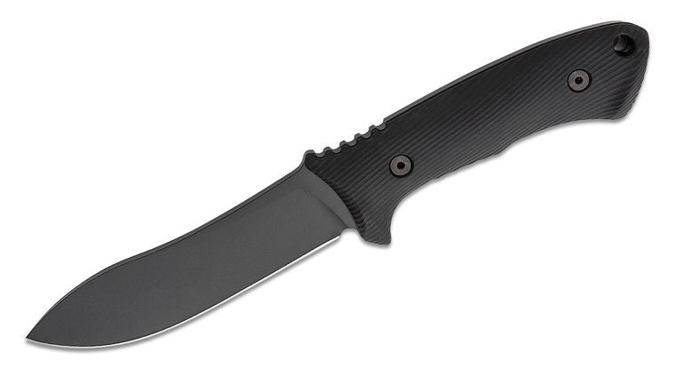 SPARTAN - HARSEY SBSL005BK NESSMUK – 1095 CRO - VAN BLACK POWDER COATED BLADE, INJECTION MOLDED HANDLE, FLAT GRIND, MADE IN USA - S&R KNIVES INC