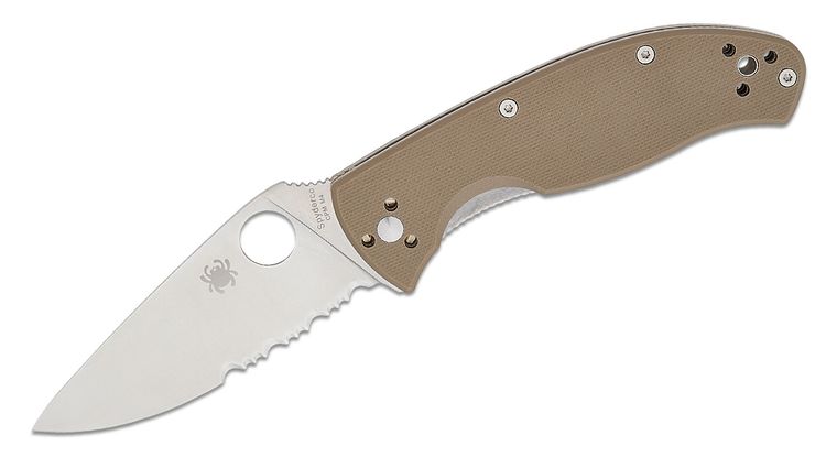 SPYDERCO C122GBNM4PS TENACIOUS CPM - M4 STEEL BROWN G10 HANDLE COMBO EDGE FOLDING KNIFE. - S&R KNIVES INC