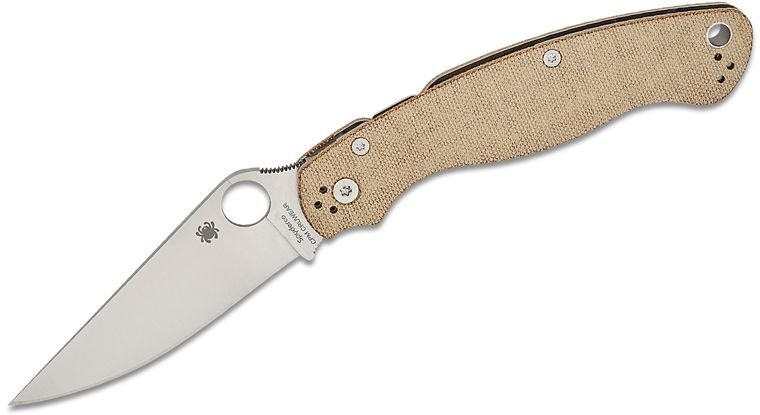 SPYDERCO C36MPCW2 MILITARY 2 CPM - CRUWEAR STEEL COMPRESSION LOCK CANVAS MICARTA FOLDING KNIFE. - SRK KNIVES AND SPORTS INC