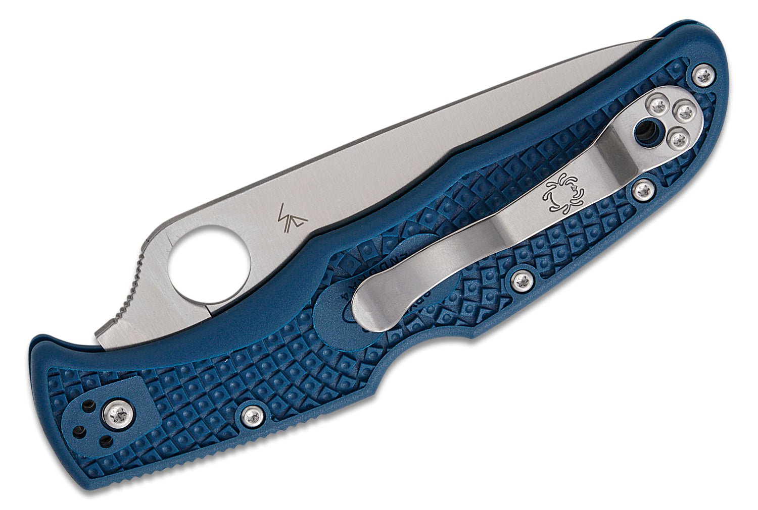 SPYDERCO ENDURA 4 LIGHTWEIGHT FOLDING KNIFE 3.8" CPM - SPY27 SATIN PLAIN BLADE, COBALT BLUE FRN HANDLES, LOCKBACK - C10PCBL - SRK KNIVES AND SPORTS INC
