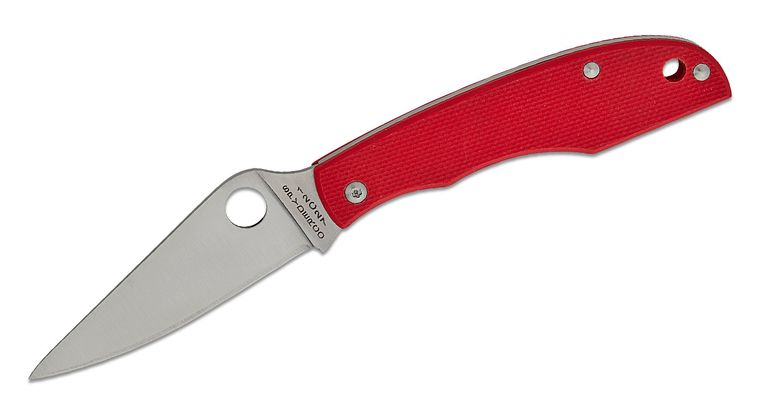 SPYDERCO HONEYBEE C137GRD RED G10 – C137GRD – SANDVIK 12C27 SATIN DROP POINT BLADE, RED G10 HANDLE, SLIPJOINT, MADE IN CHINA - S&R KNIVES INC