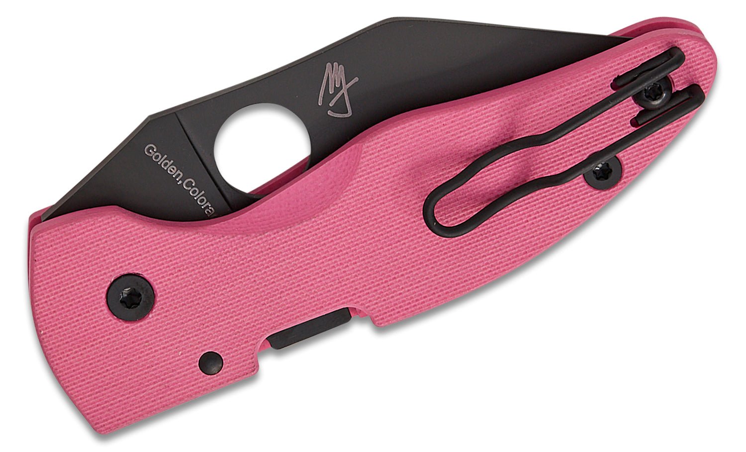 SPYDERCO MICROJIMBO SPRINT RUN FOLDING KNIFE 2.45" CPM - S30V BLACK DLC PLAIN BLADE, PINK G10 HANDLES, COMPRESSION LOCK - C264GPNBKP - SRK KNIVES AND SPORTS INC