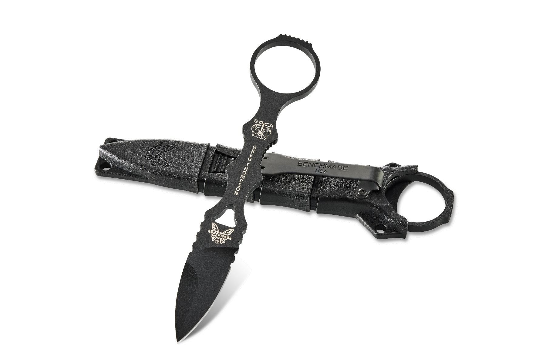 BENCHMADE 177BK SOCP MINI 440C STEEL FIXED BLADE KNIFE WITH SHEATH - S&R KNIVES INC