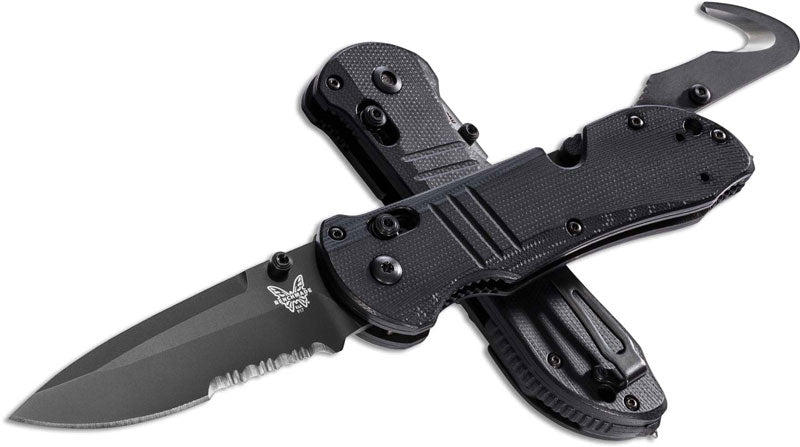 BENCHMADE 917SBK TRIAGE AXIS LOCK CPM - S30V BLADE STEEL COMBO EDGE FOLDING KNIFE. - S&R KNIVES INC
