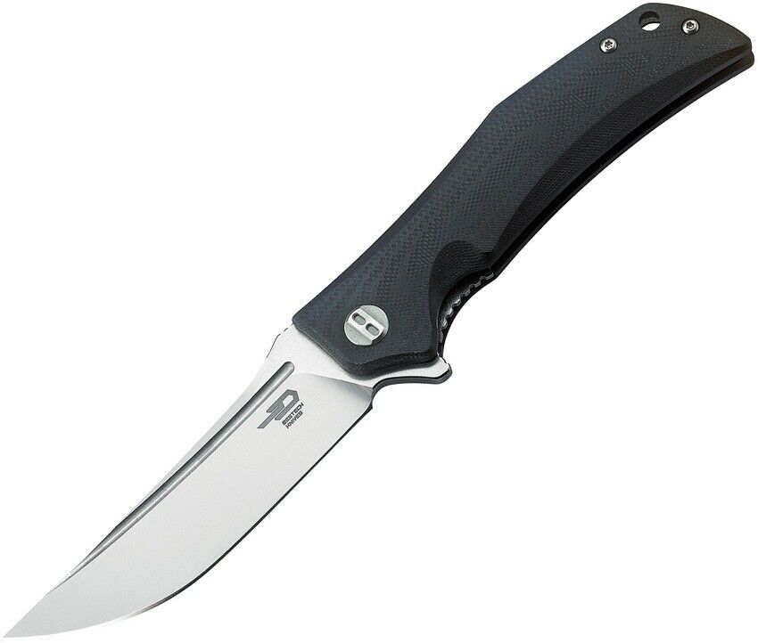 BESTECH KNIVES BTKG05A1 SCIMITAR BLACK G10 HANDLE D2 STEEL FOLDING KNIFE - S&R KNIVES INC