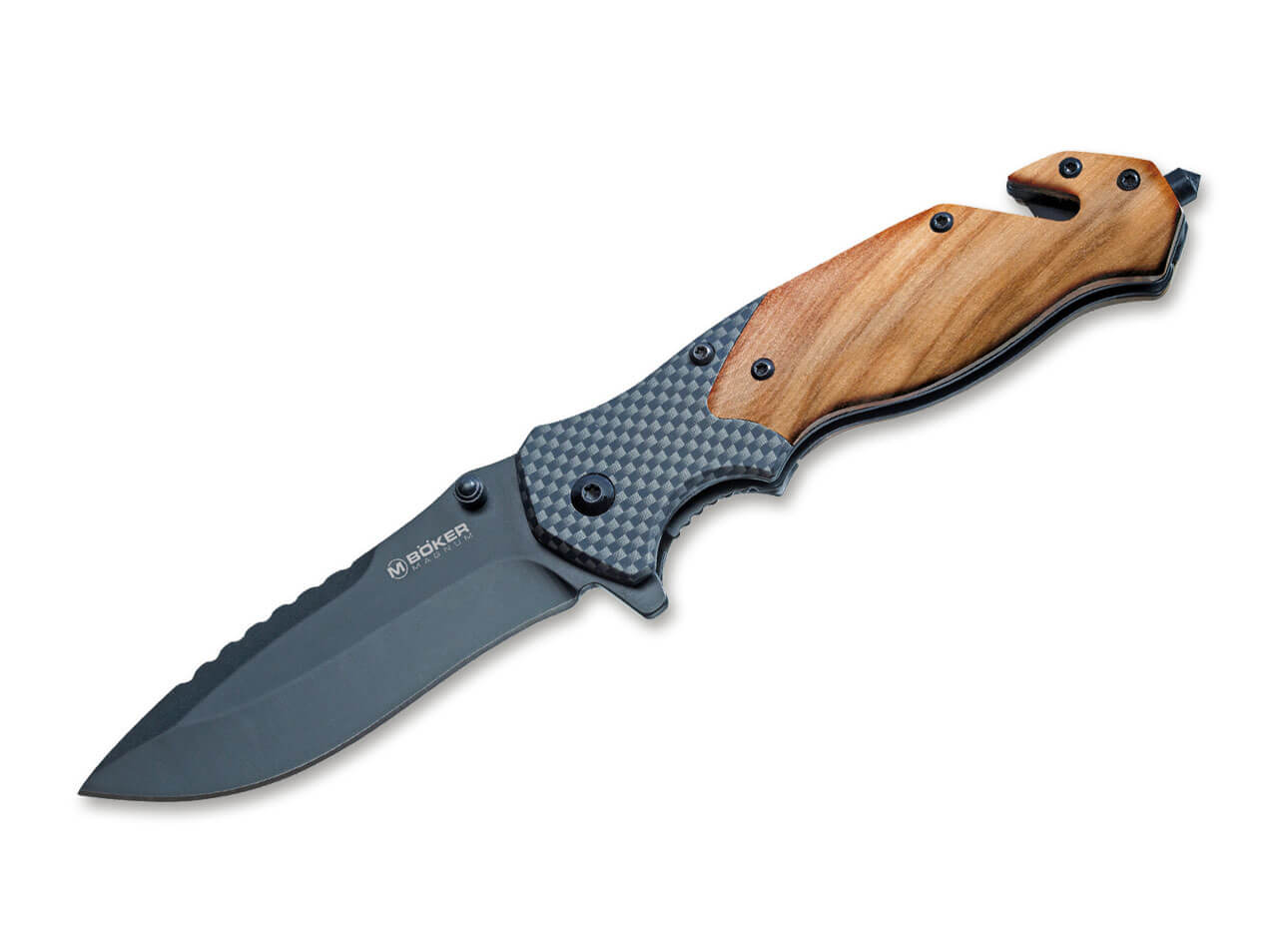 BOKER MAGNUM 01MB736 BLOMKVIST OLIVE WOOD 440A STEEL FOLDING KNIFE. - SRK KNIVES AND SPORTS INC