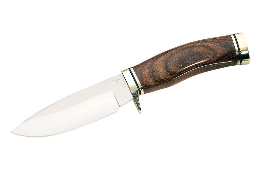 BUCK 192 192BRS VANGUARD WOOD HANDLE FIXED KNIFE WITH SHEATH - S&R KNIVES INC