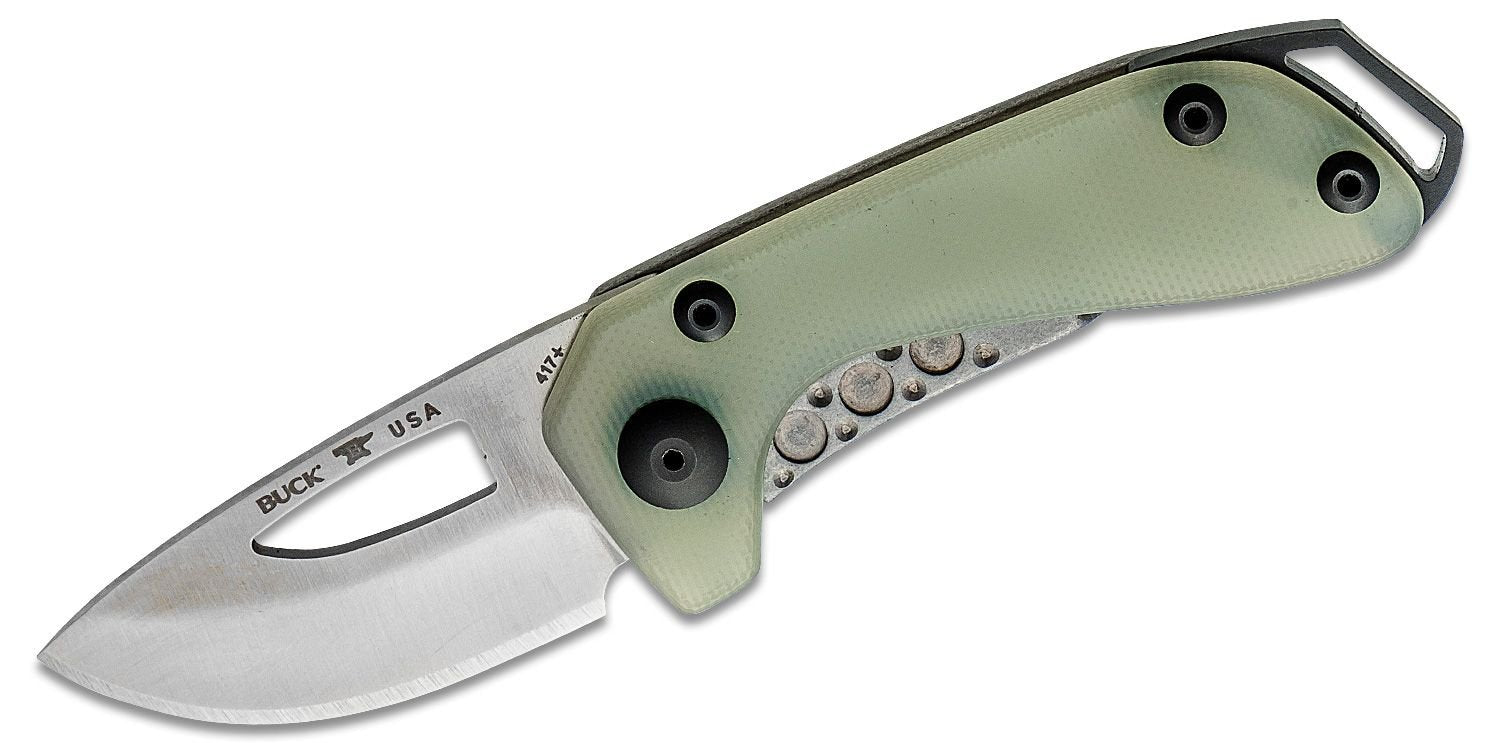 BUCK 417GRS BUDGIE S35VN STEEL TRANSLUCENT G10 COMPACT FOLDING KNIFE. - S&R KNIVES INC