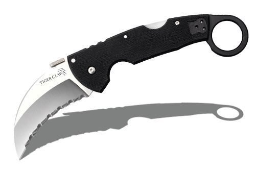 COLD STEEL 22KFS TIGER CLAW CTS - XHP STEEL SERRATED EDGE FOLDING KNIFE - S&R KNIVES INC