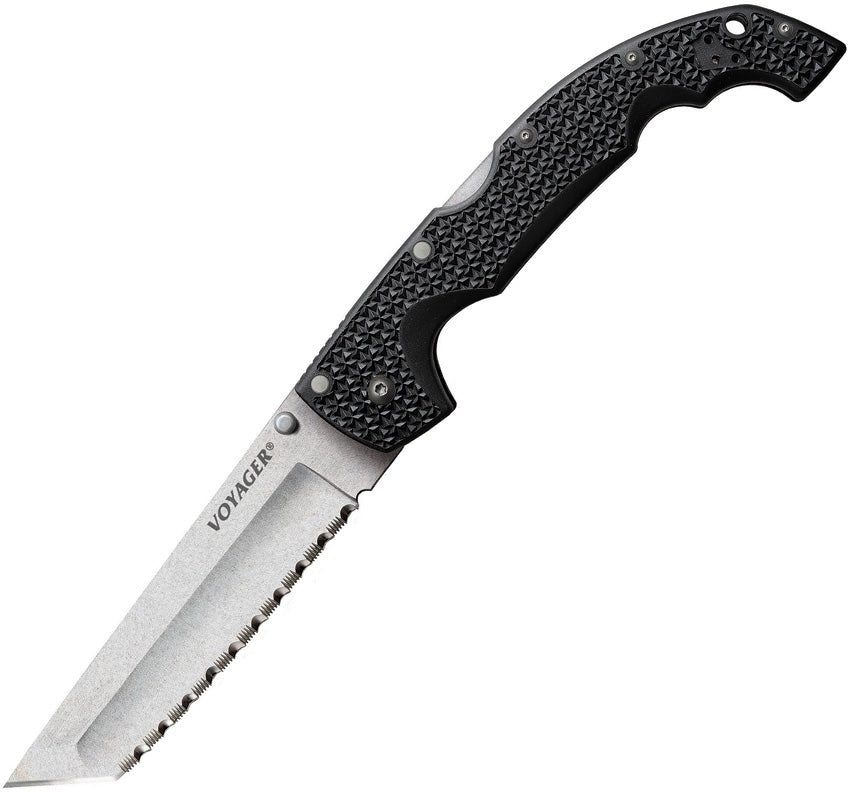 COLD STEEL 29AXTS VOYAGER XL EXTRA LARGE SERRATED AUS - 10A STEEL FOLDING KNIFE - S&R KNIVES INC
