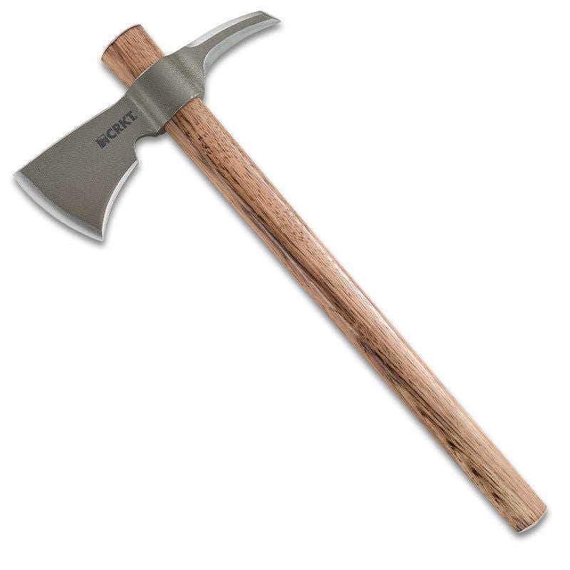 CRKT 2735 RMJ WOODS KANGEE T - HAWK TOMAHAWK WITH LEATHER SHEATH. - S&R KNIVES INC