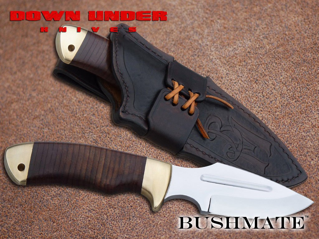 DOWN UNDER KNIVES DUKBM THE BUSHMATE FIXED BLADE KNIFE WITH LEATHER SHEATH - S&R KNIVES INC