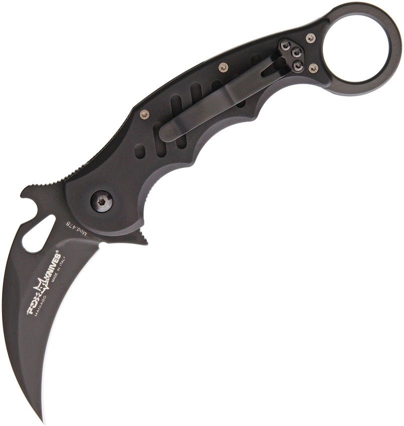 FOX KNIVES FOX478B BLACK N690CO STEEL BLACK ALUMINIUM HANDLE FOLDING KNIFE. - S&R KNIVES INC