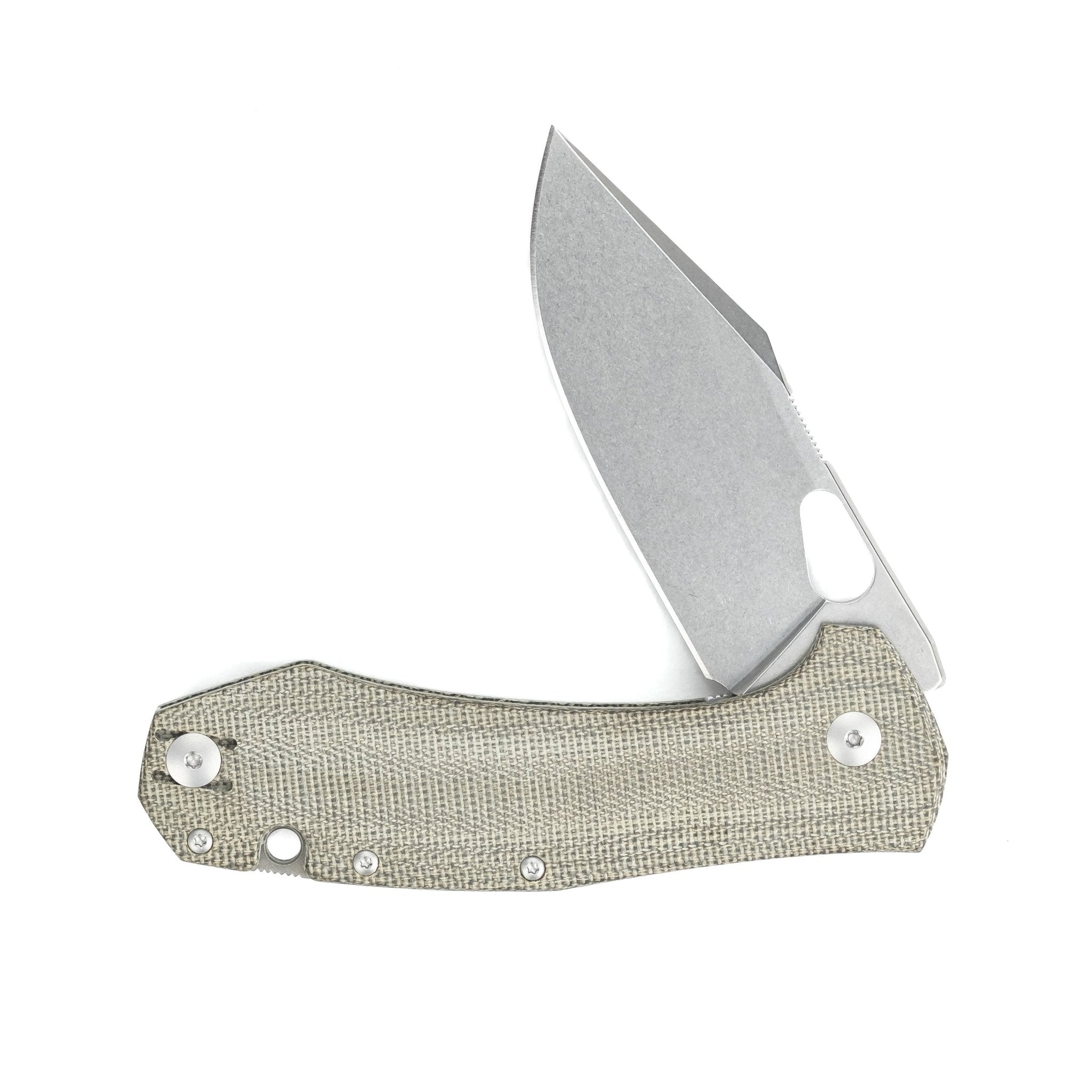 GIANT MOUSE ACE KNIVES ACE GRAND ELMAX STEEL GREEN CANVAS MICARTA FOLDING KNIFE. - S&R KNIVES INC