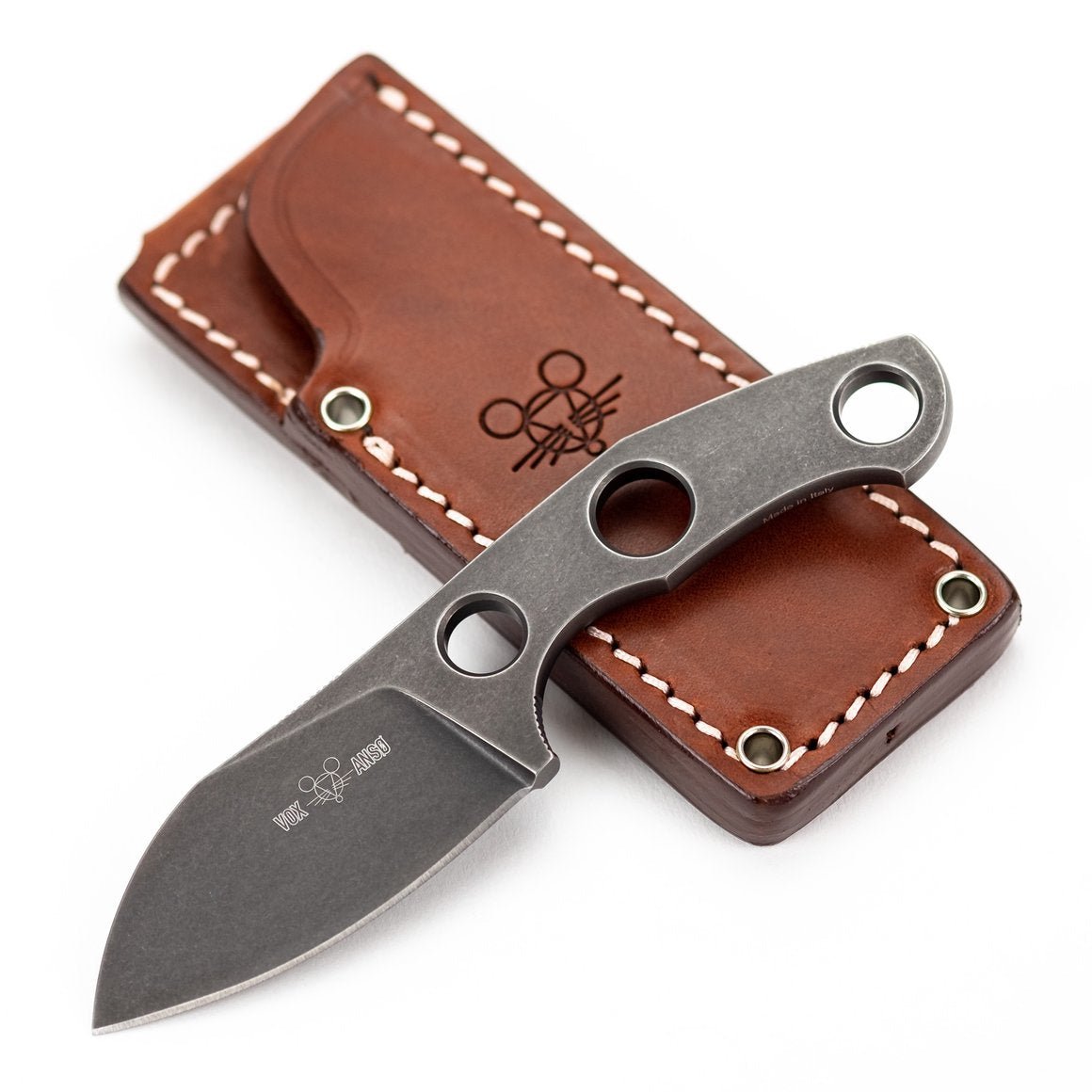 GIANT MOUSE ACE KNIVES GMF1 - F M390 STEEL DARK PVD FIXED BLADE KNIFE WITH SHEATH - S&R KNIVES INC