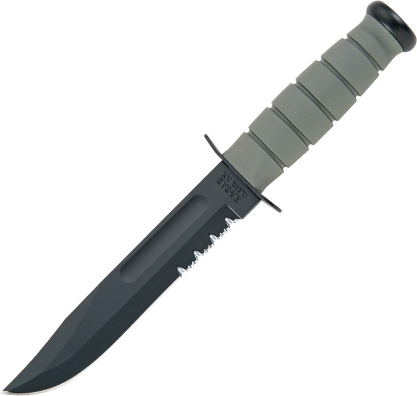 KABAR 5012 GREEN COMBO FIXED BLADE BLADE KNIFE WITH HARD SHEATH - S&R KNIVES INC