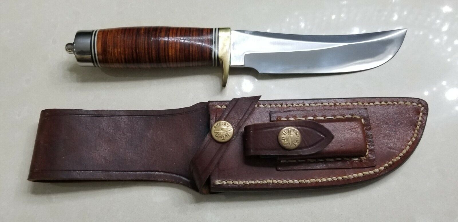 RBH CUSTOM KNIVES FIXED BLADE KNIFE W/SHEATH. ESTATE SALE - S&R KNIVES INC