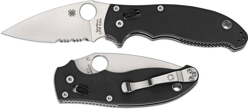 SPYDERCO C101GPS2 MANIX 2 CPM - S30V COMBO EDGE SATIN BLADE BLACK G - 10 HANDLE BALL BEARING LOCK FOLDING KNIFE USA - S&R KNIVES INC