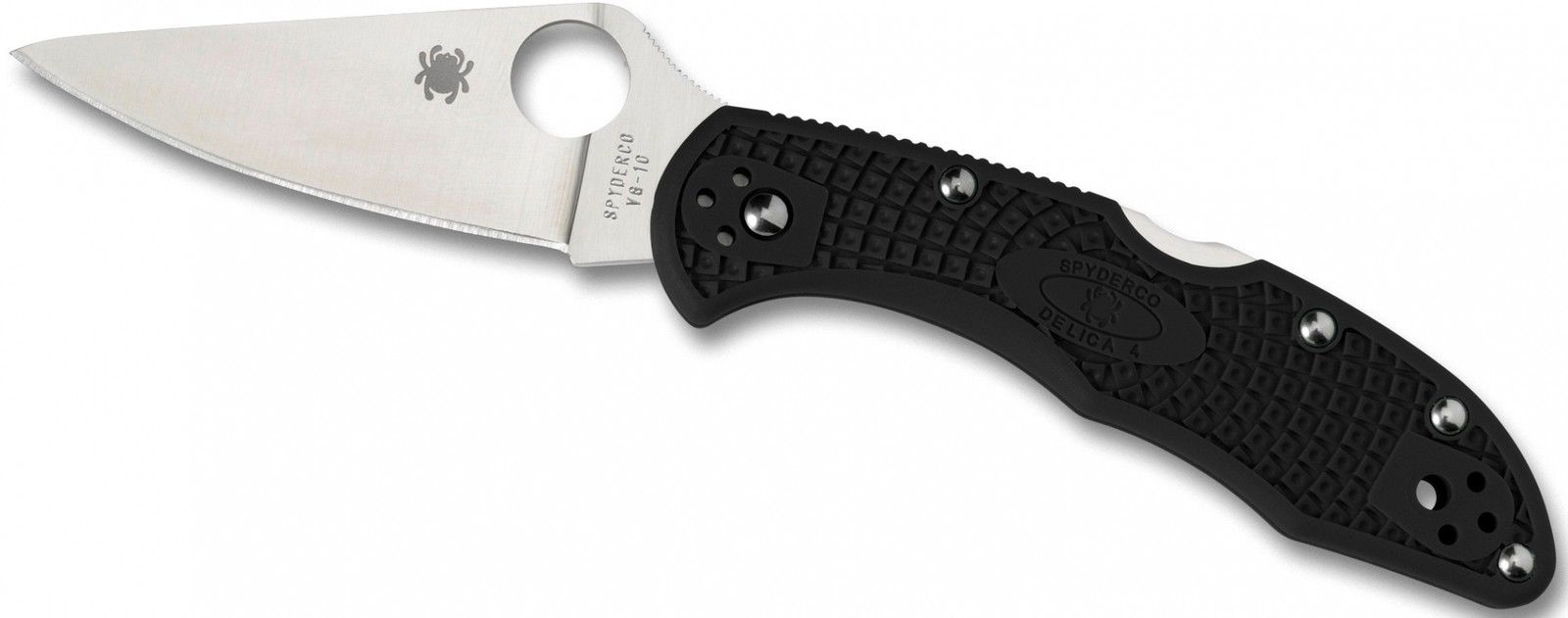 SPYDERCO C11FPBK DELICA 4 LIGHTWEIGHT FOLDING KNIFE – VG - 10 STEEL – LOCKBACK – MADE IN JAPAN – PLAIN EDGE BLACK FRN HANDLE - S&R KNIVES INC