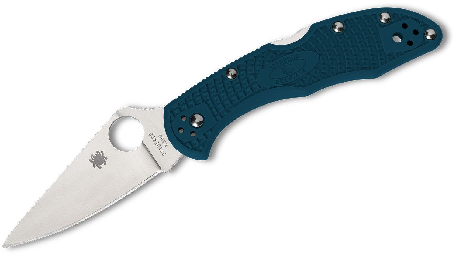 SPYDERCO C11FPK390 DELICA 4 FOLDING KNIFE – K390 STEEL – BACK LOCK – MADE IN JAPAN – PLAIN EDGE BLUE FRN HANDLE - S&R KNIVES INC