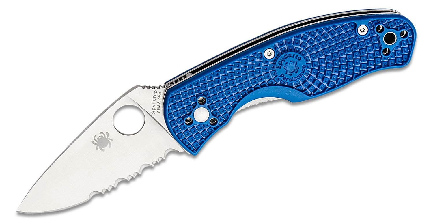 SPYDERCO C136PSBL PERSISTENCE BLUE CPM S35VN STEEL LTW COMBO EDGE FOLDING KNIFE. - S&R KNIVES INC