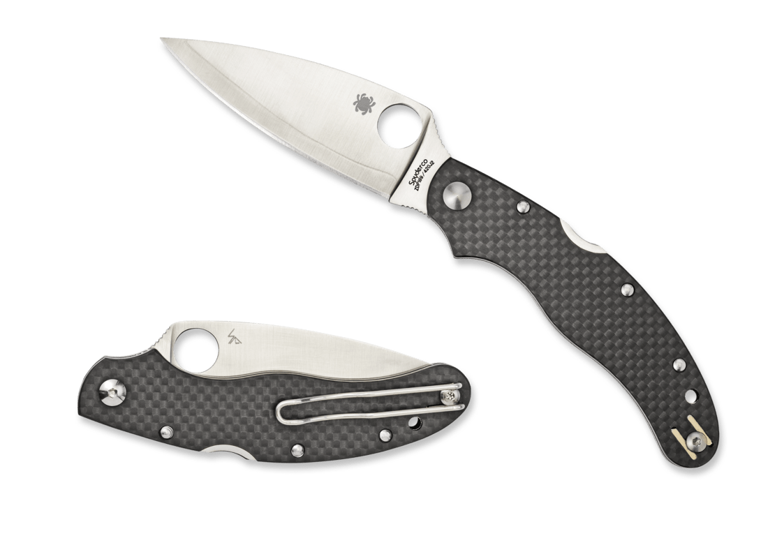 SPYDERCO C144CFPE CALY 3.5 CARBON FIBER ZDP189 LAMINATE FOLDING KNIFE. - S&R KNIVES INC