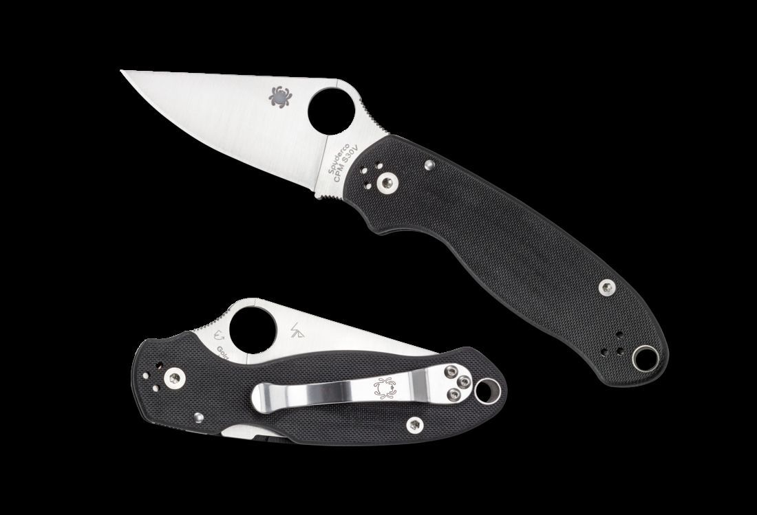 SPYDERCO C223GP PARA 3 CPM - S45VN BLACK G - 10 PLAIN EDGE COMPRESSION LOCK FOLDING KNIFE – MADE IN USA - S&R KNIVES INC