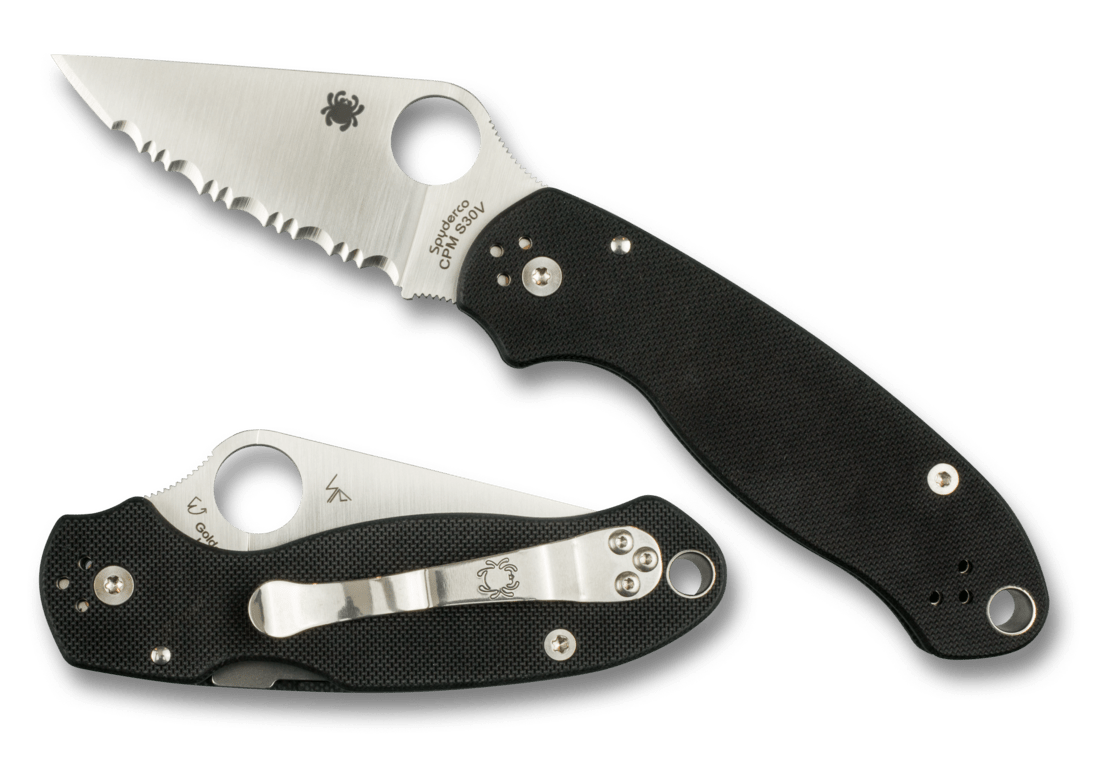 SPYDERCO C223GS PARA 3 COMBO EDGE CPM S30V STAINLESS STEEL G10 HANDLE COMPRESSION LOCK FOLDING KNIFE USA - S&R KNIVES INC