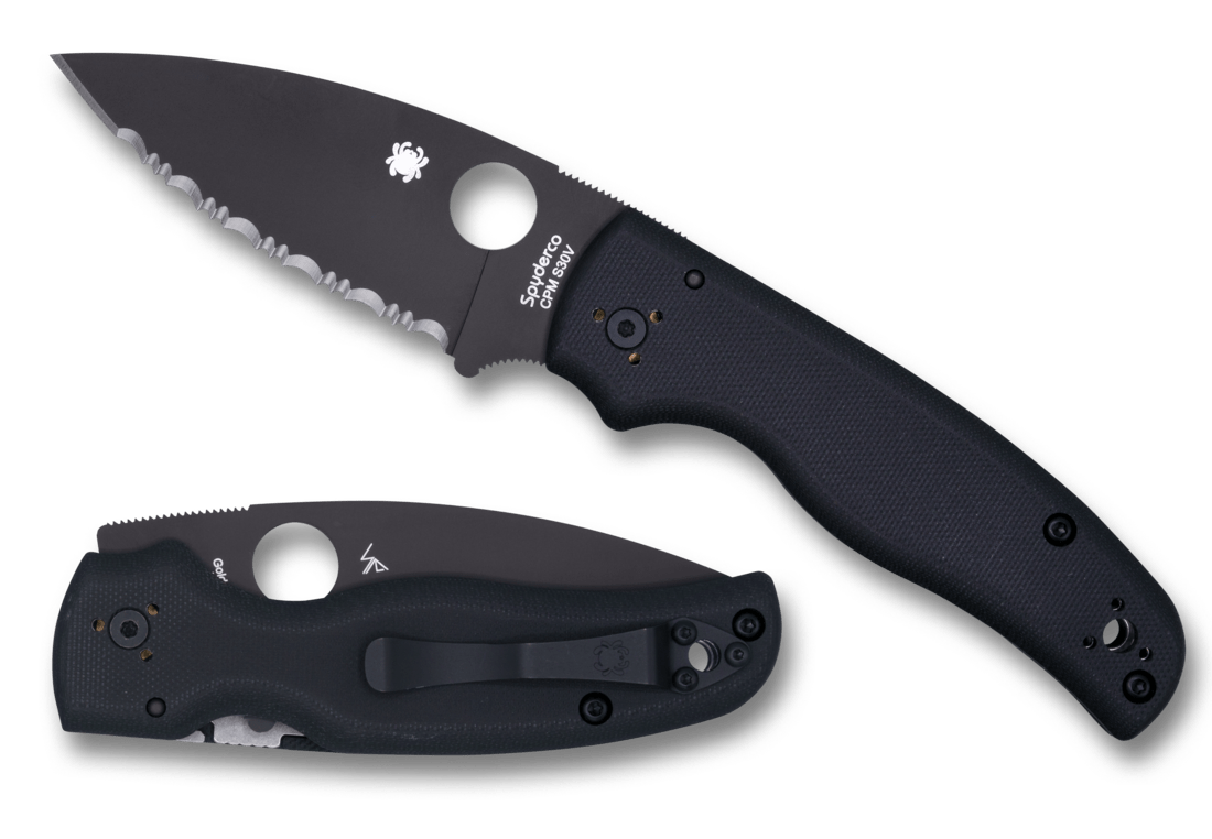 SPYDERCO C229GSBK SHAMAN SPYDER EDGE BLACK G10 HANDLE CPM - S30V FOLDING KNIFE. - S&R KNIVES INC